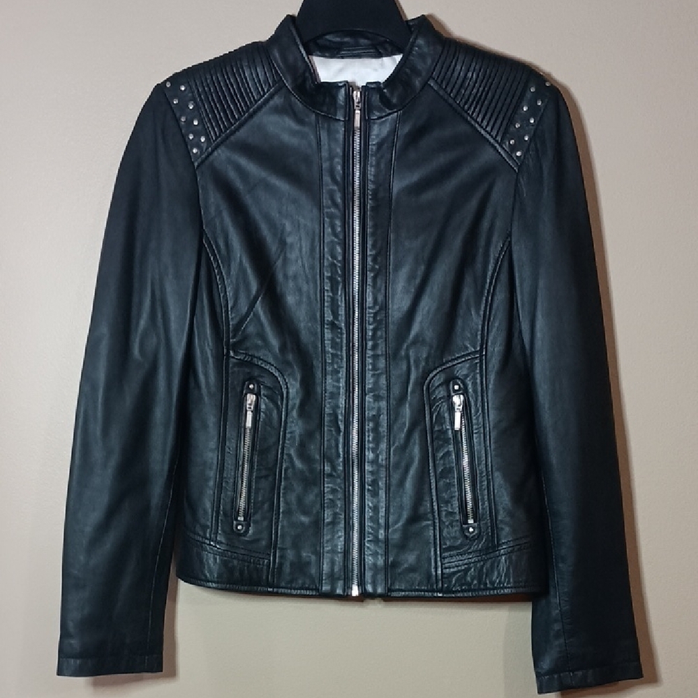 Scully Women's Black Leather Studded Jacket